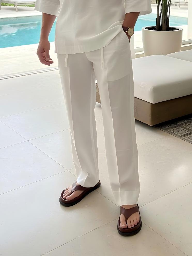 Men's Exclusive Design Side Button Cotton and Linen T-shirt