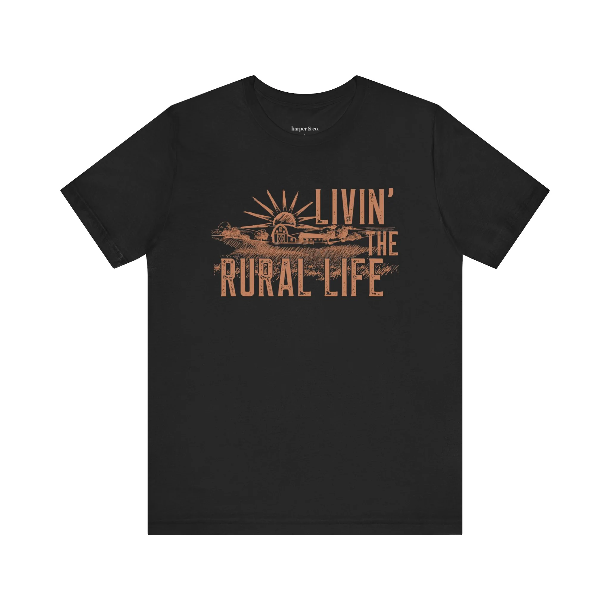 Living the Rural Life (brown graphic) Bella Canvas Unisex Jersey T-Shirt - Multiple Colors