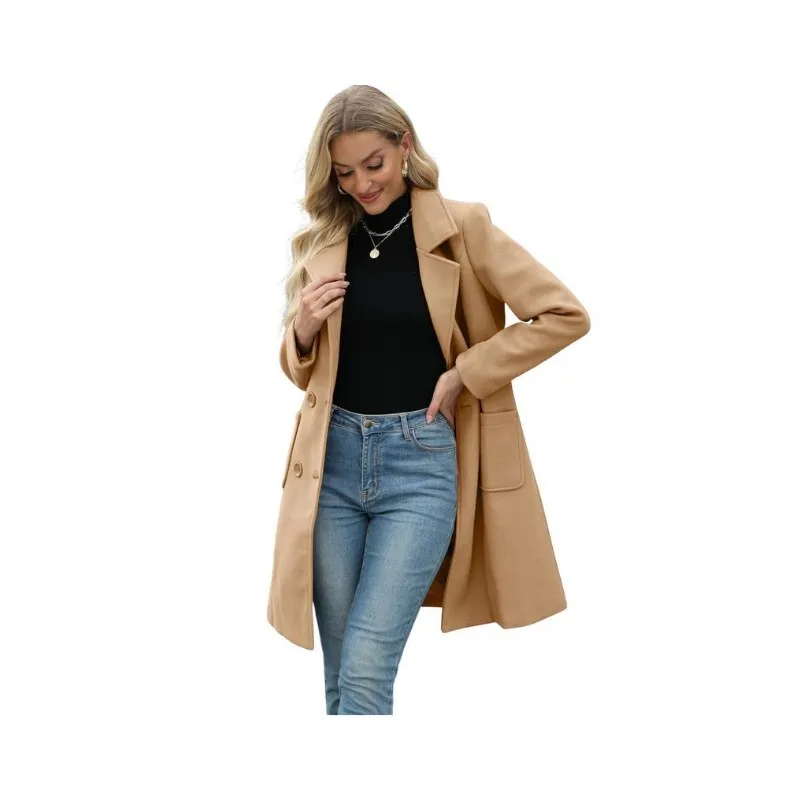 Tynelle Ladies' 8-Color Wool-Blend Mid-Length Lapel Coat