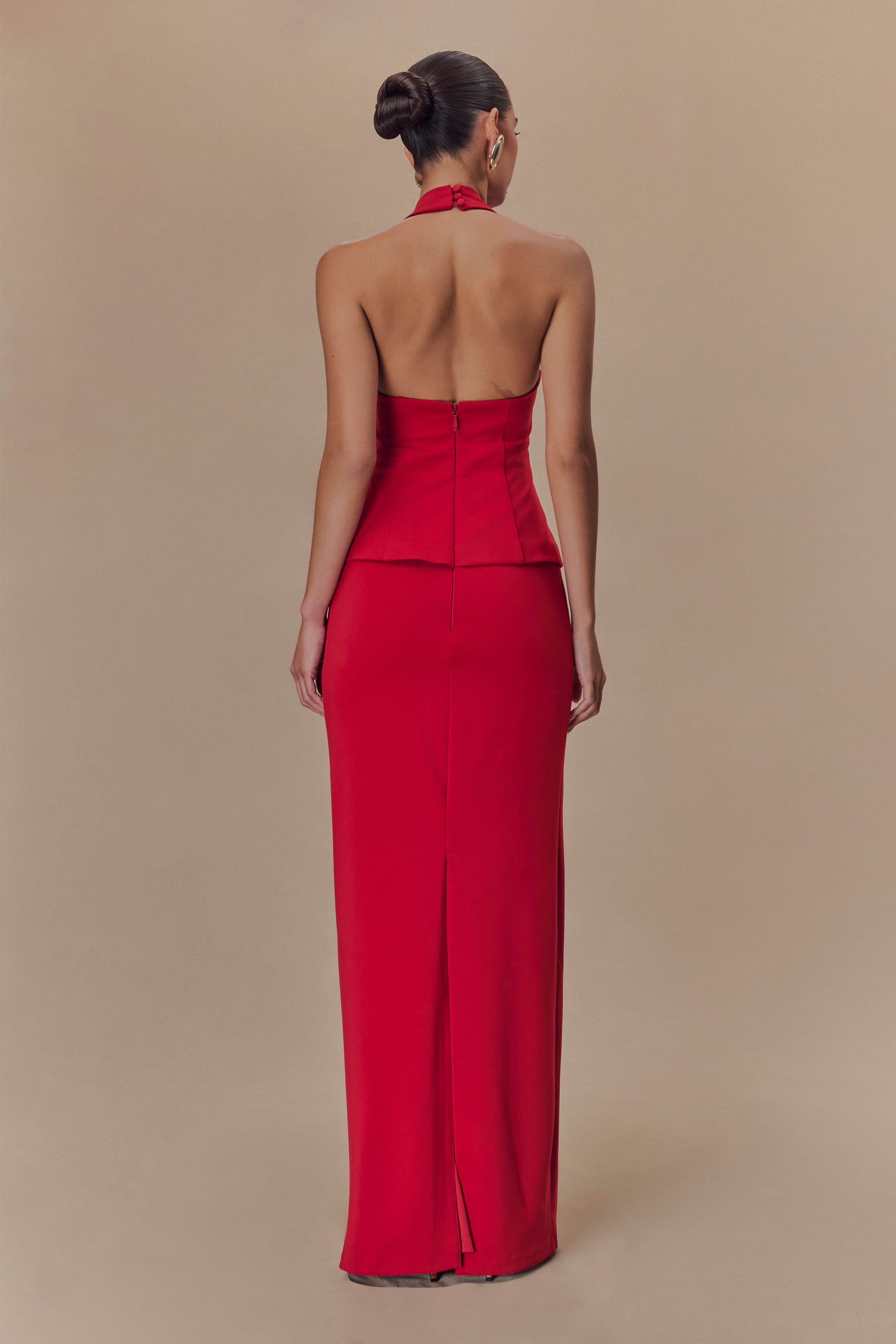 Ruby Peplum Halter Maxi Dress