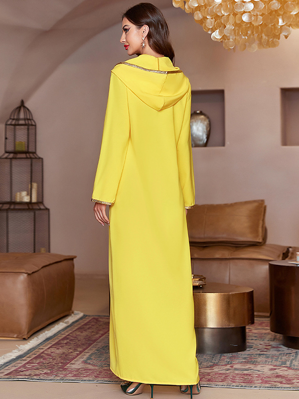 Casual Loose Sequined Solid Color Hooded Dress