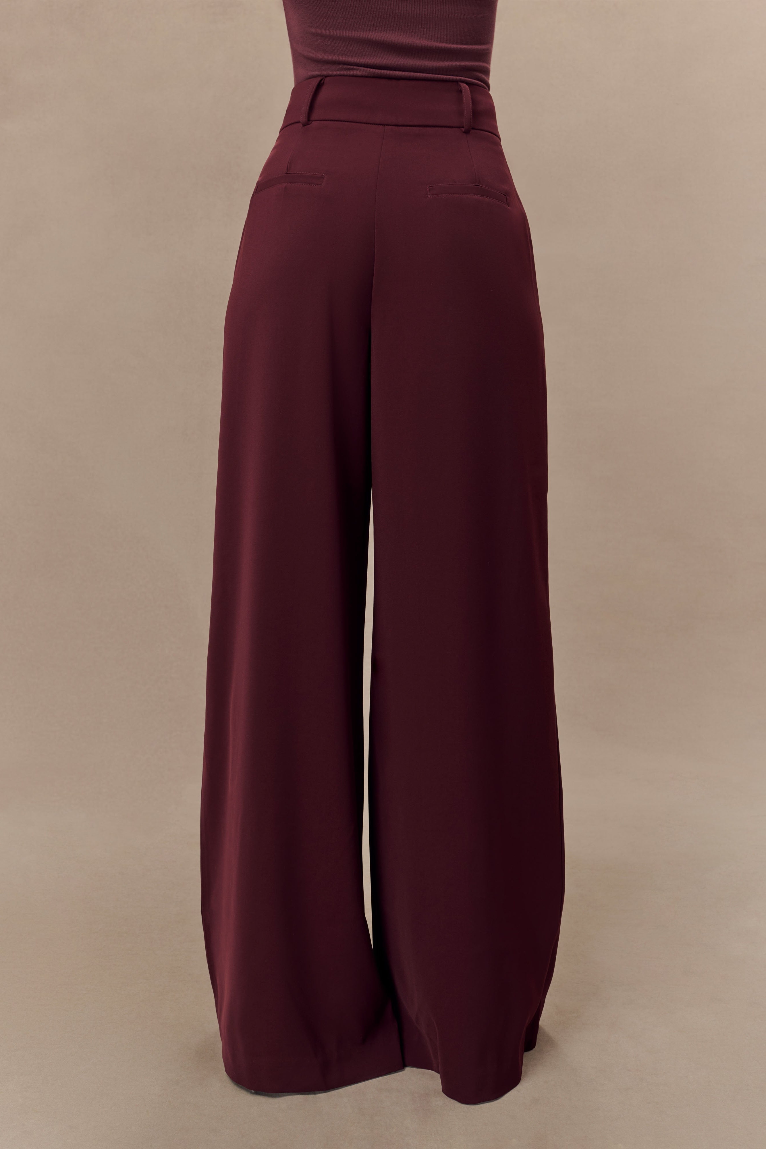 Mahogany Pleated Wide Leg Pants