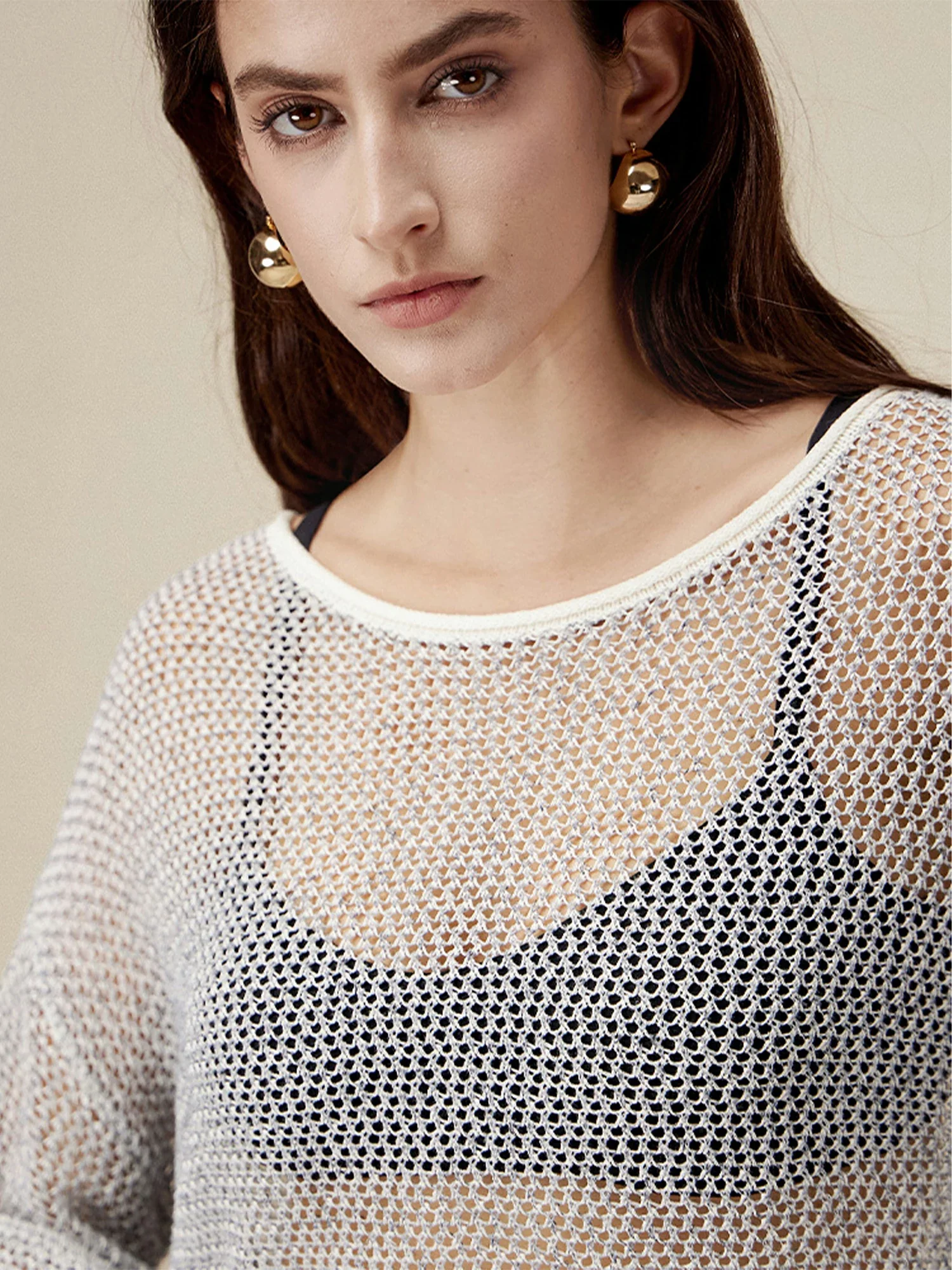 Linen Crochet Hollow Out Top