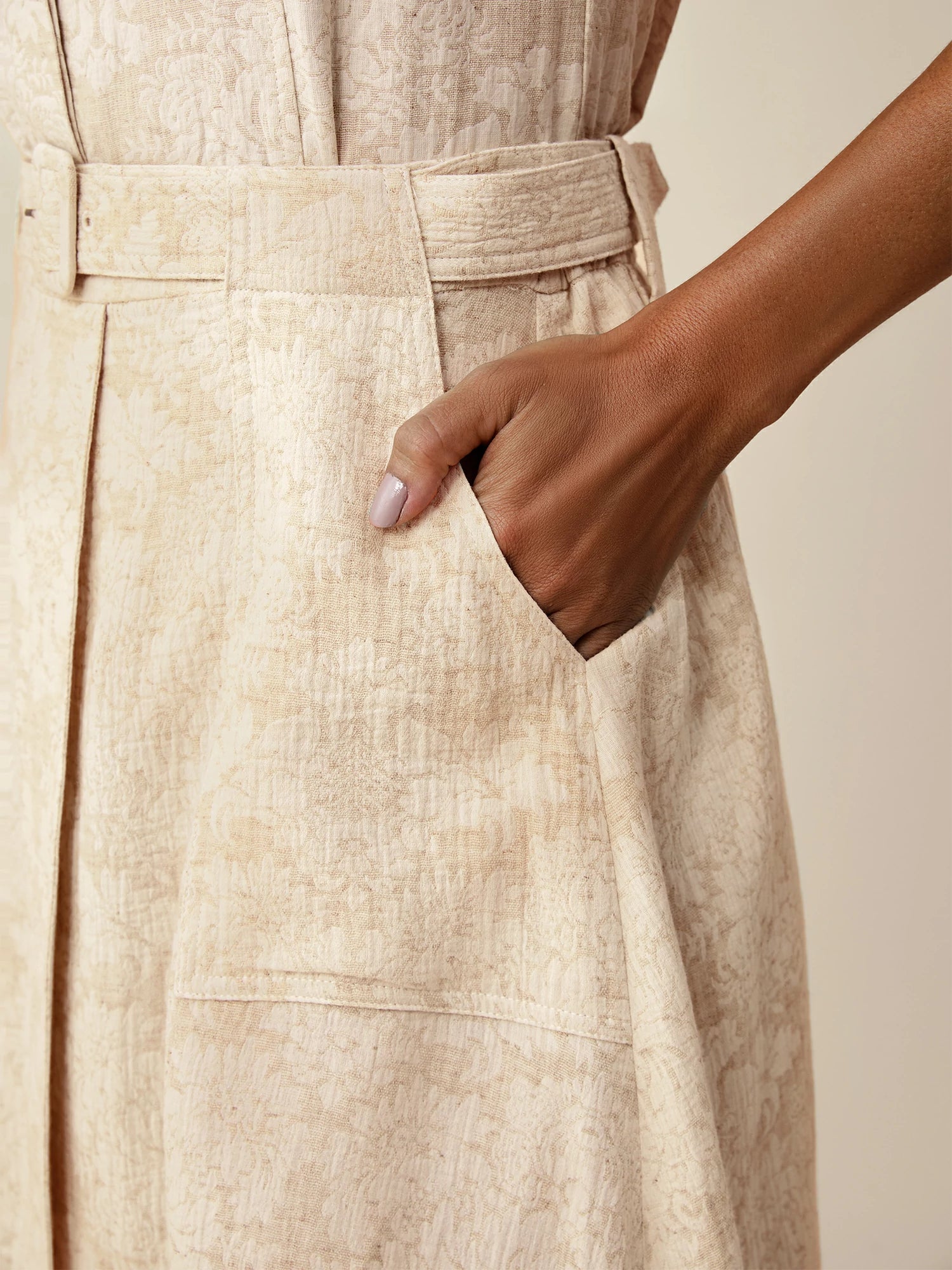 Cotton & Linen Jacquard A-Line Skirt