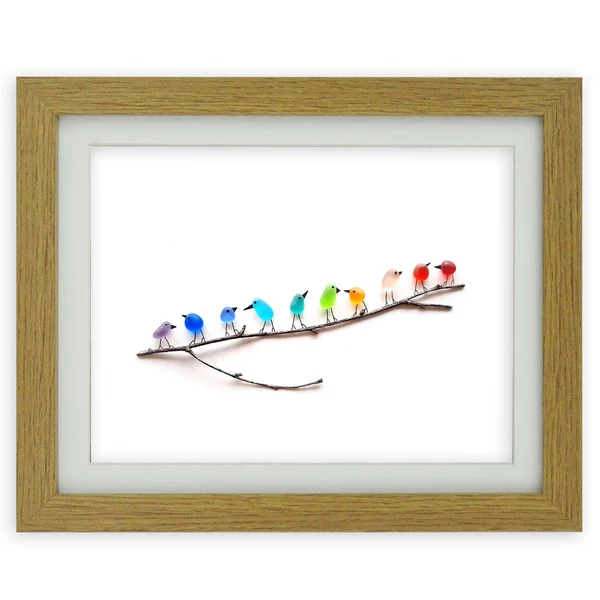 SheremArt Sea Glass Birds Decor Coastal Love Notes