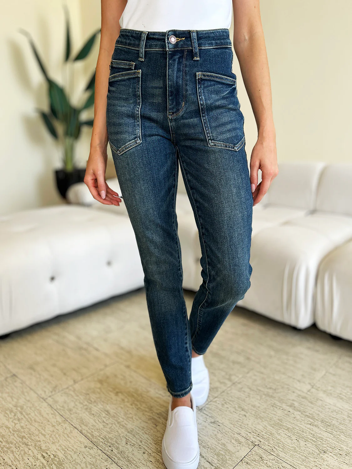 Blue Full Size High Waist Skinny Jeans