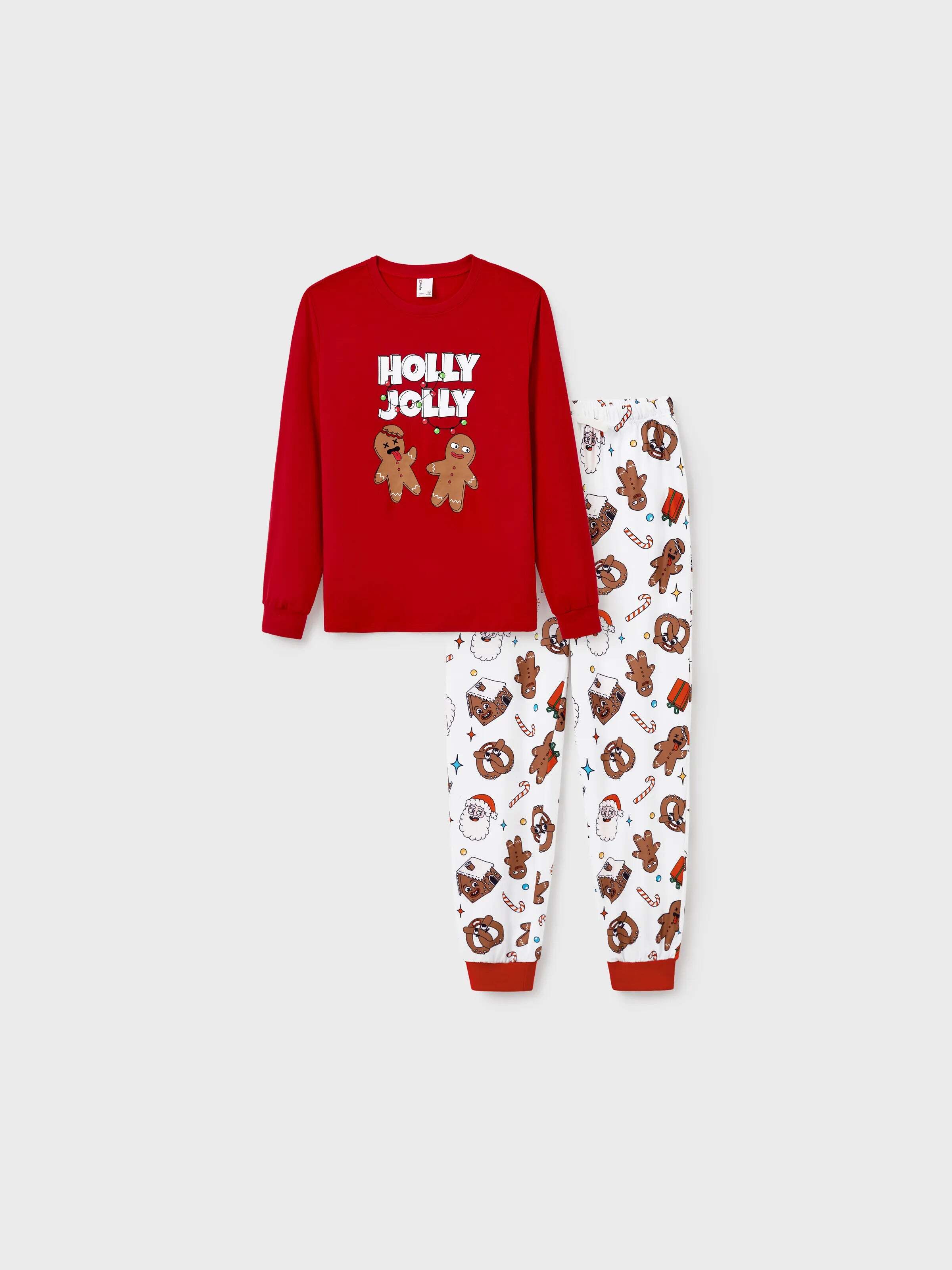 Christmas Matching Family Pajamas Set Gingerbread and Santa PJS with Christmas Socks Red