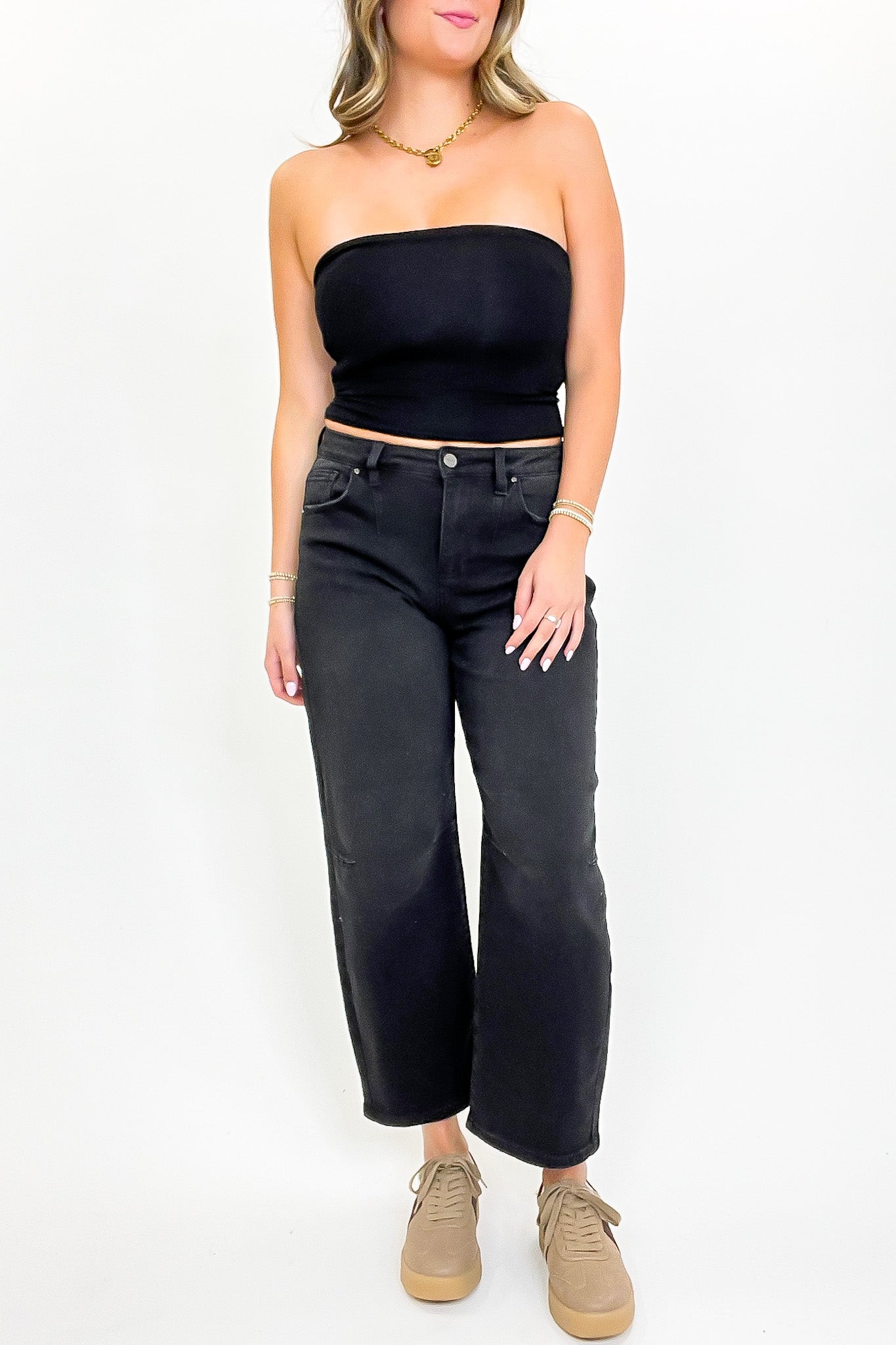 Ridgeway Mid Rise Fit Crop Wide Barrel Leg Jeans