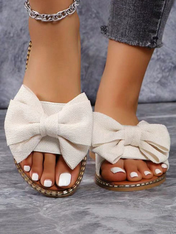 Bowknot Open Toe Split-Joint Slippers