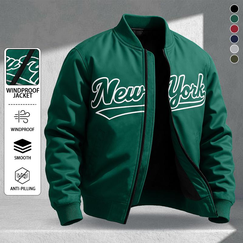 Letter Print Sports Jacket, Men's Casual Jacket