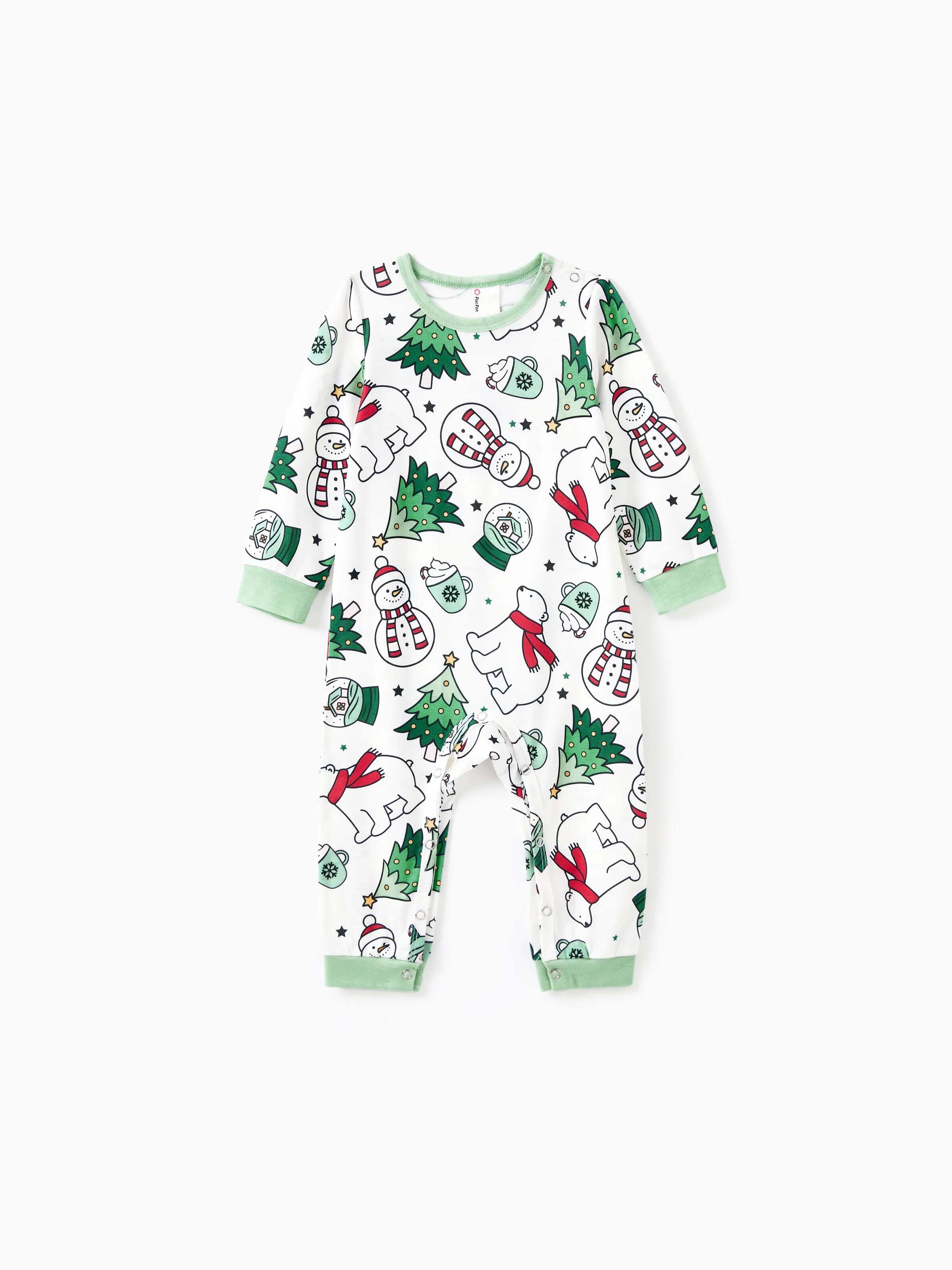 Christmas Family Matching Long Sleeves Very Merry Green Tops Allover Pattern Pants Pajamas Sets with Christmas Socks MediumSpringGreen