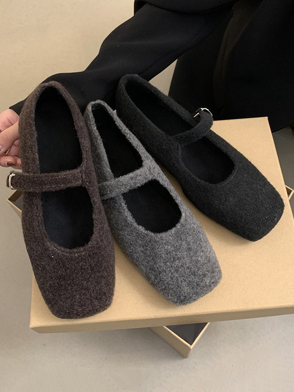Hollow Shallow Cut Split-Joint Square-Toe Mary Janes Flat Shoes