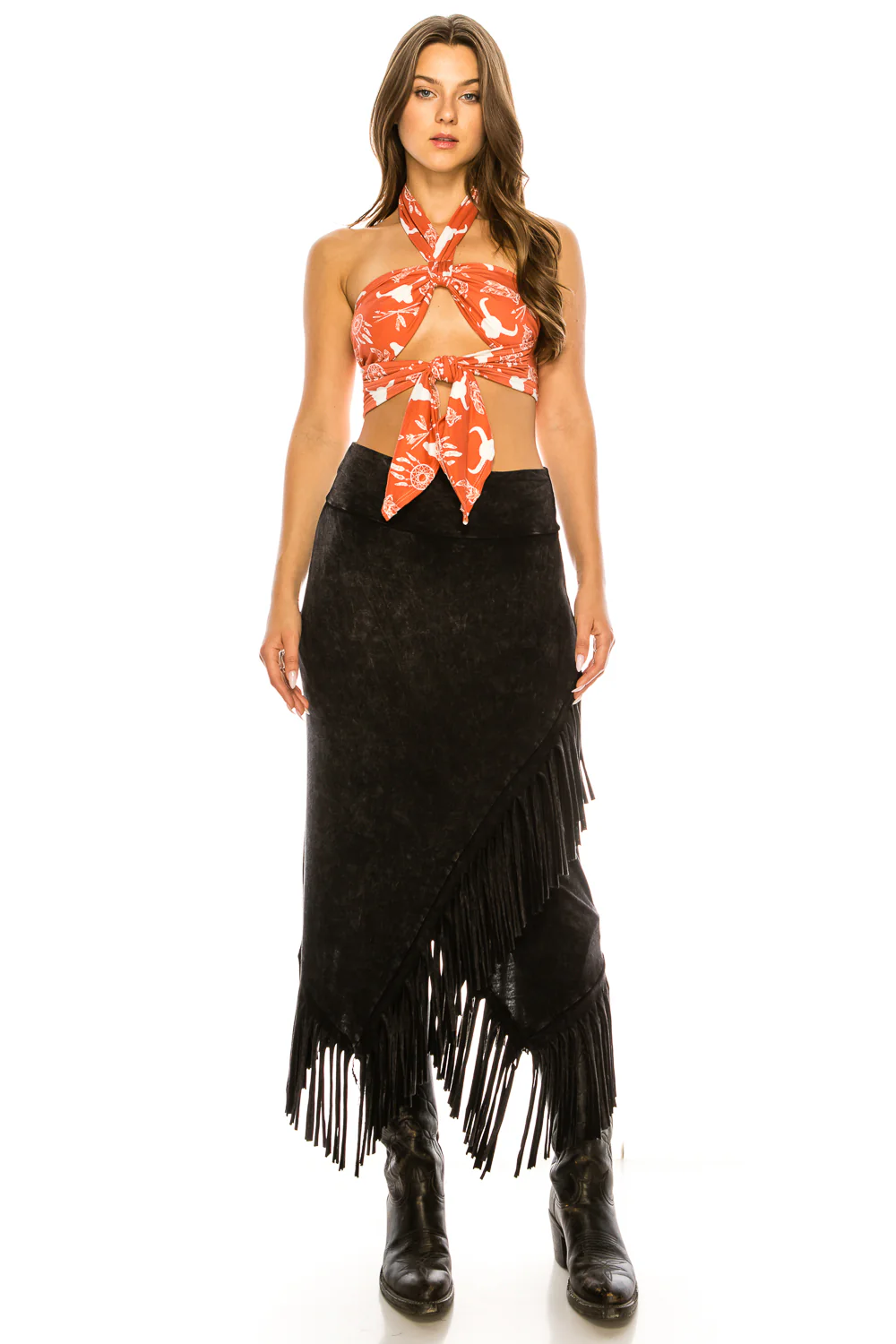 CORAL DREAM CATCHER TIE FRONT TOP
