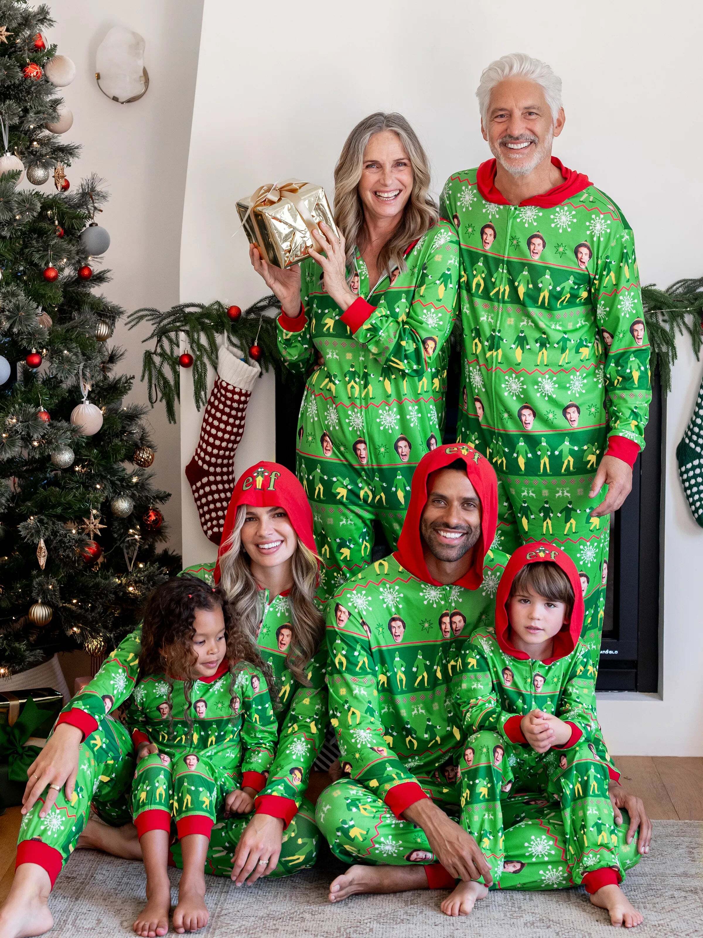 Christmas Family Matching Fair Isle Pattern Hooded Jumpsuit Green