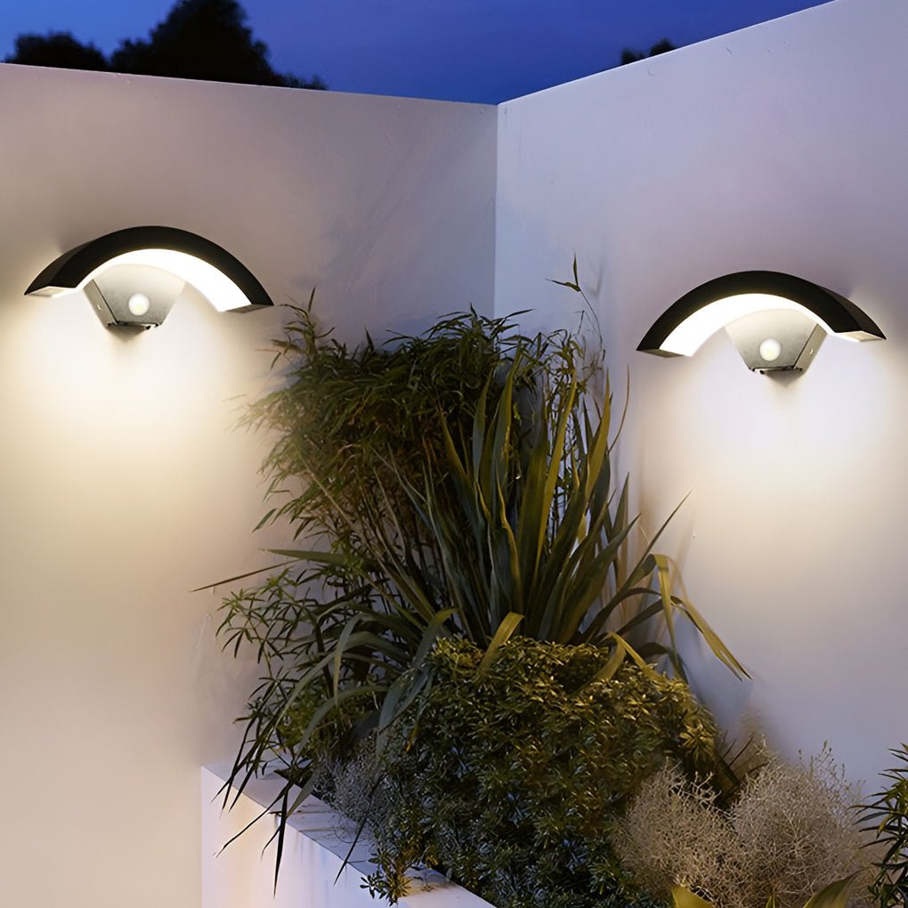 Creative Moon Curved Wall Sconce Motion Sensor Waterproof LED Wall Lamp Outdoor Indoor