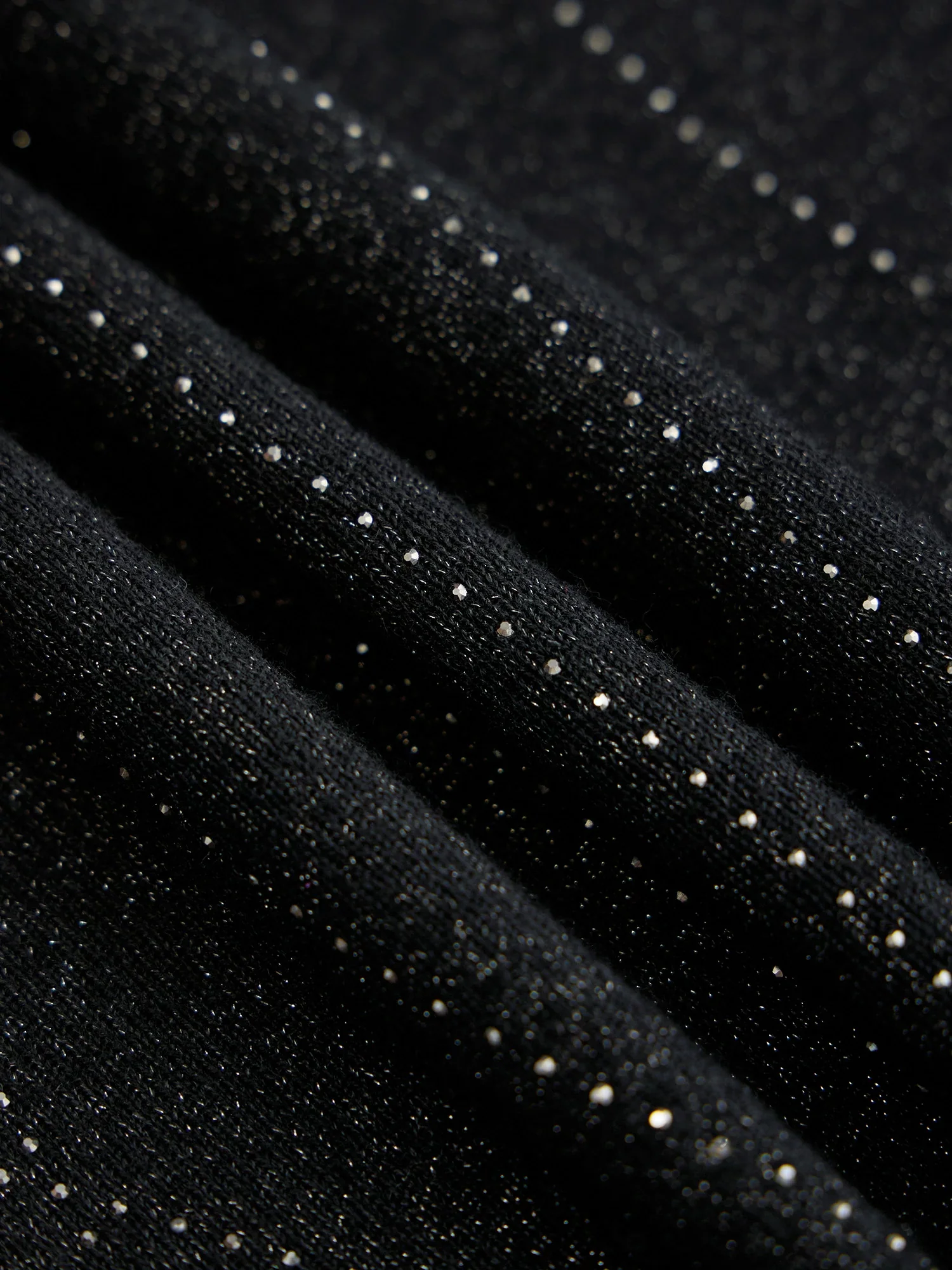 Wool Mock Neck Rhinestone Backless Knit Dress