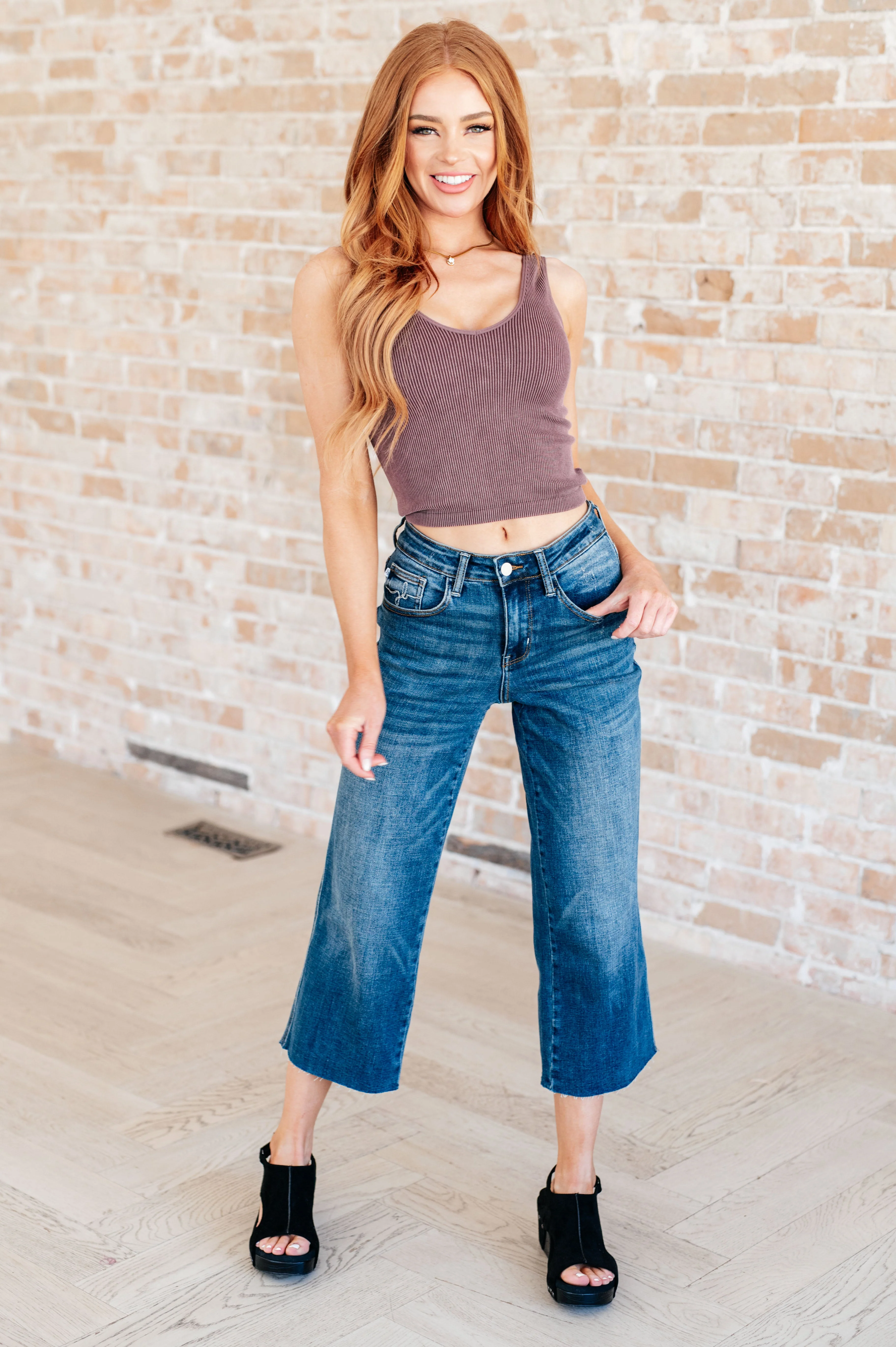 High Rise Wide Leg Crop Jeans