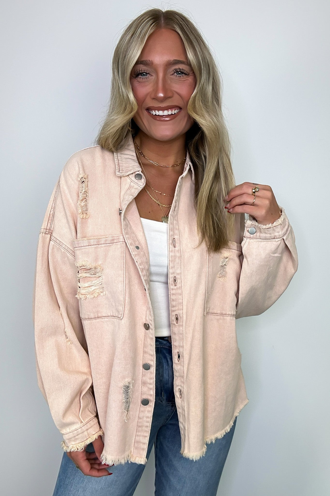 Oversized Distressed Denim Jacket