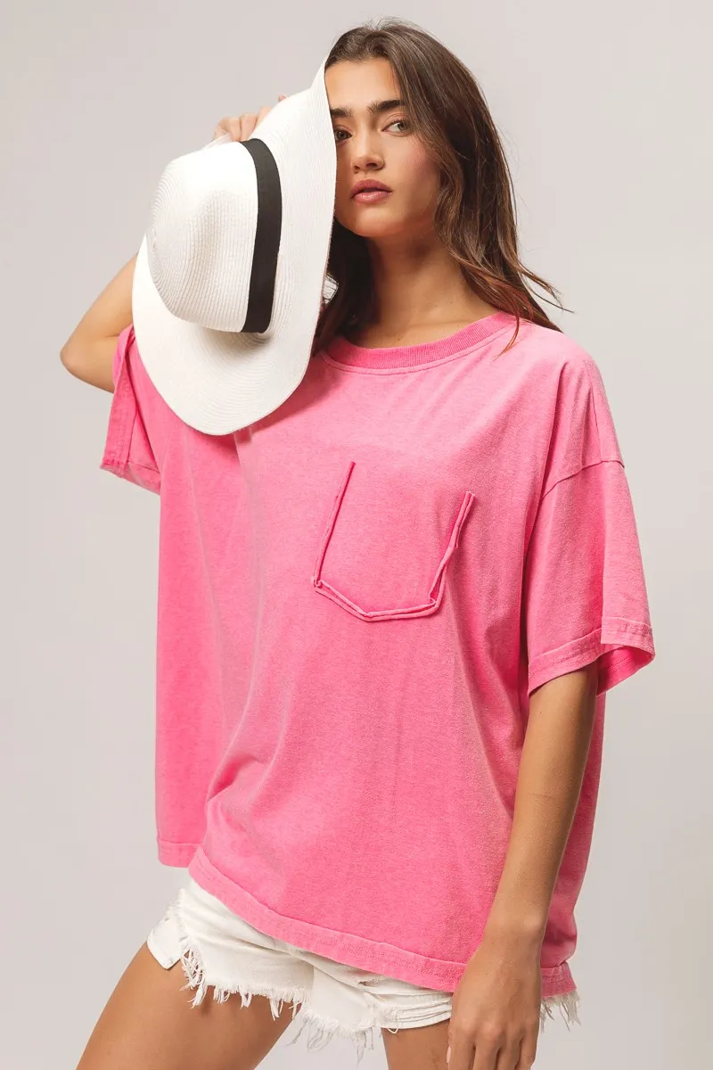 Washed Jersey Relaxed Fit Shorts Sleeves Top