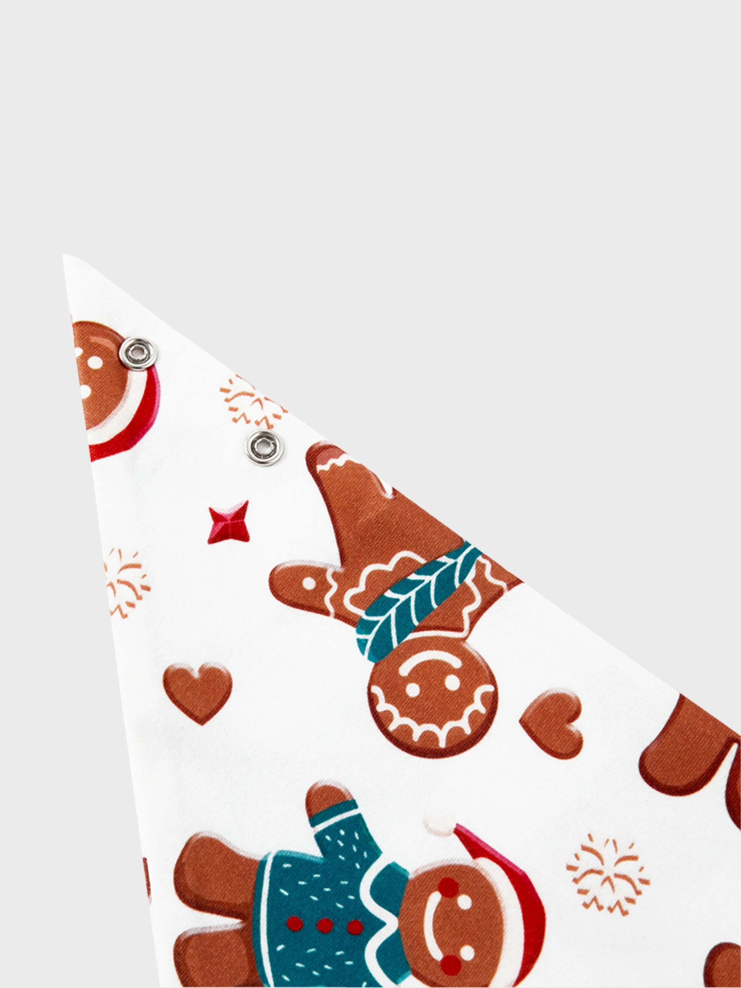 Christmas Family Matching Cartoon Gingerbread Man Allover Print Pajamas Sets with Christmas Socks White