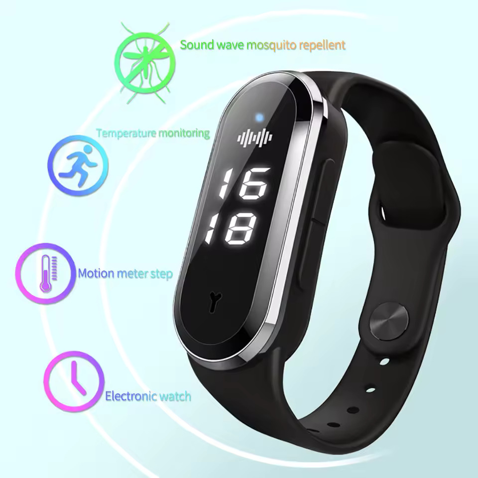 M21 Ultrasonic Anti Mosquitoes Wrist Band, Anti Static Electricity Smart Watch Clock