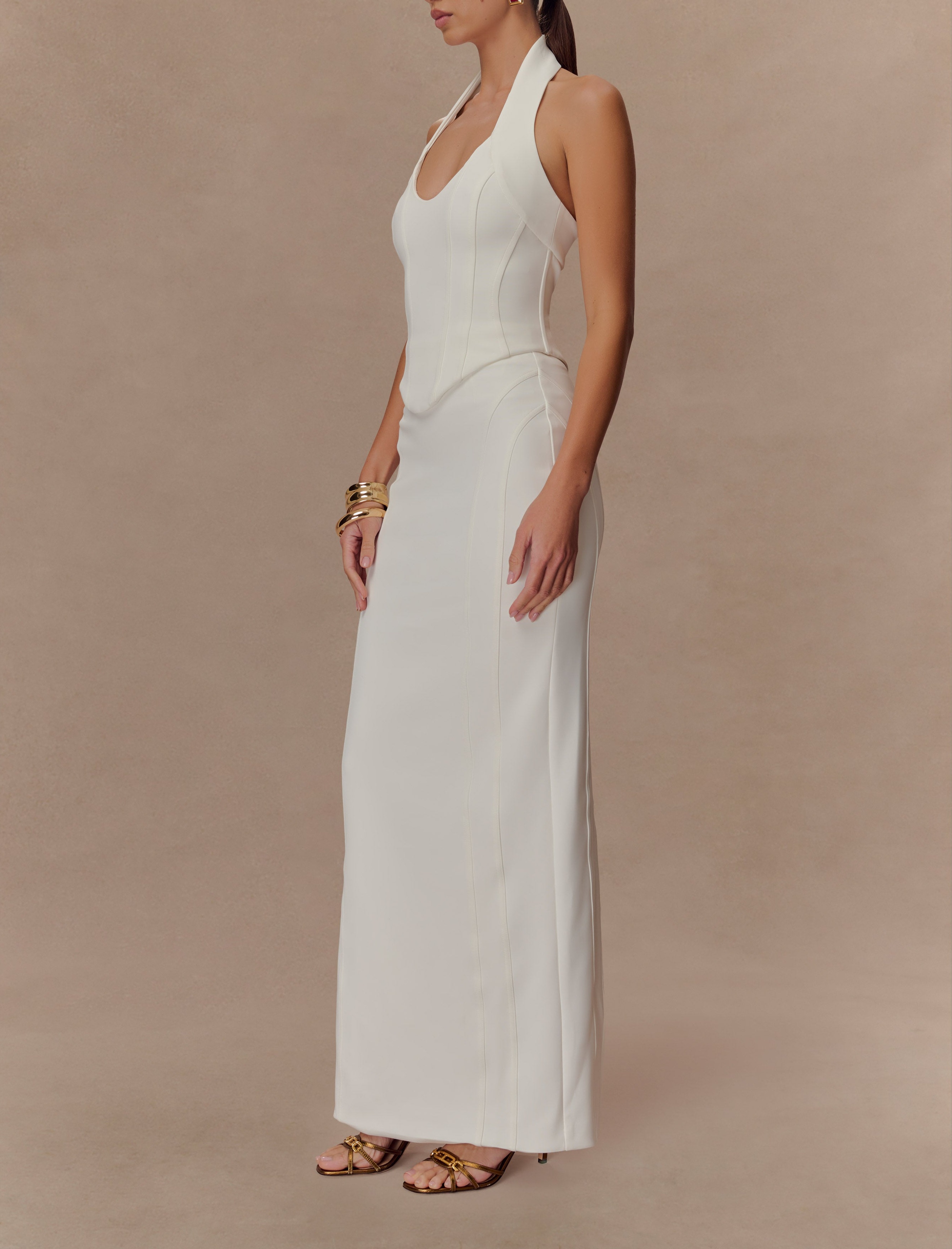 White High Waist Maxi Skirt