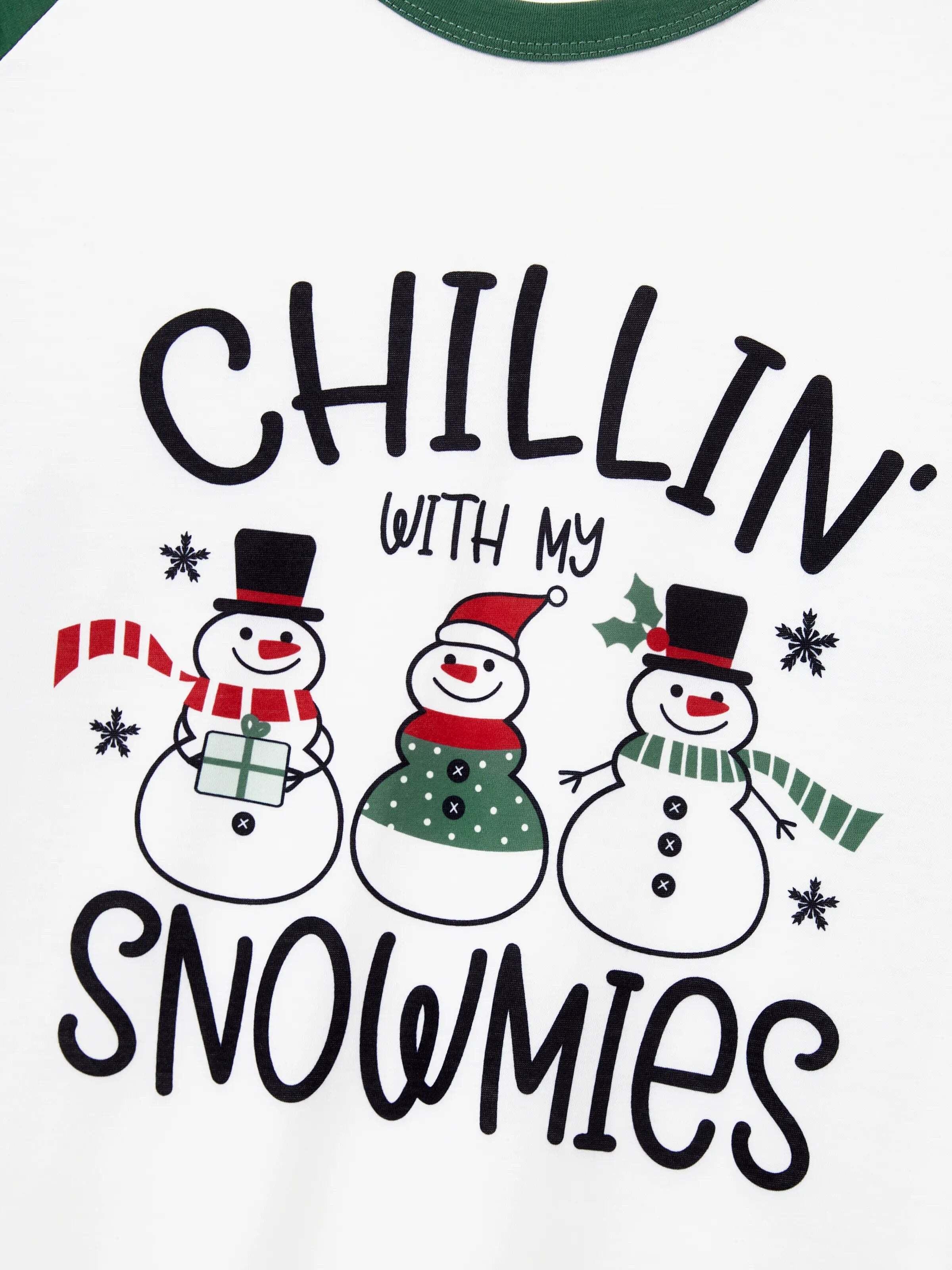 Christmas Matching Family Pajamas Set Christmas Snowman Print PJS with Christmas Socks Mint Green