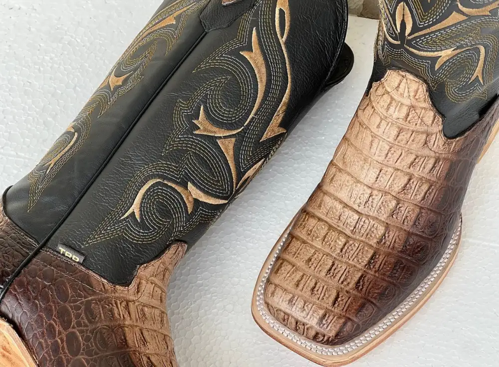 Men’s Ombré Caimán Horn-Back Leather Boots With Brown Shaft