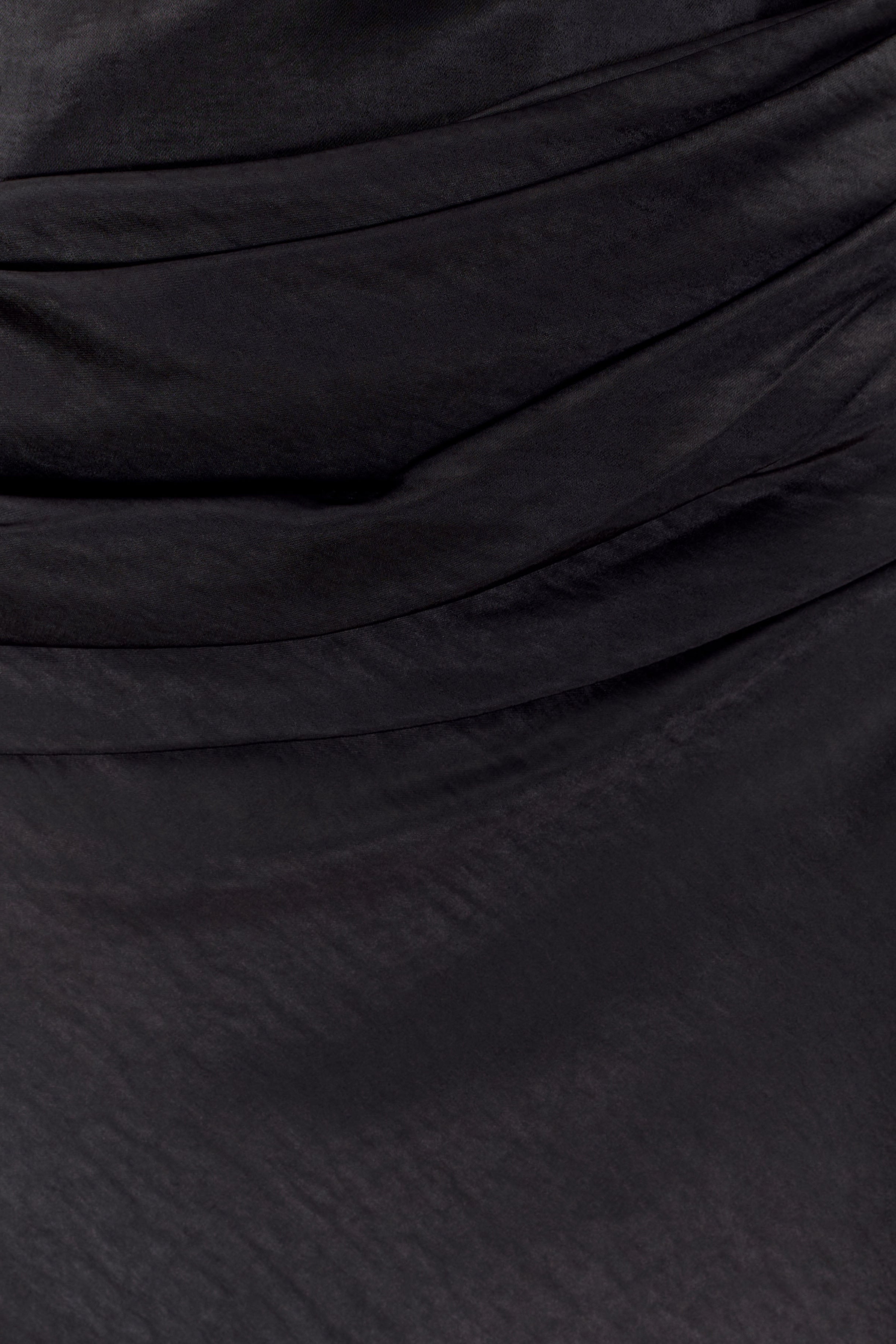 Black Strapless Satin Maxi Dress