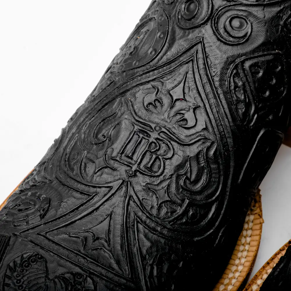 “Ace Of Spades” Black Leather Boots - Square Toe