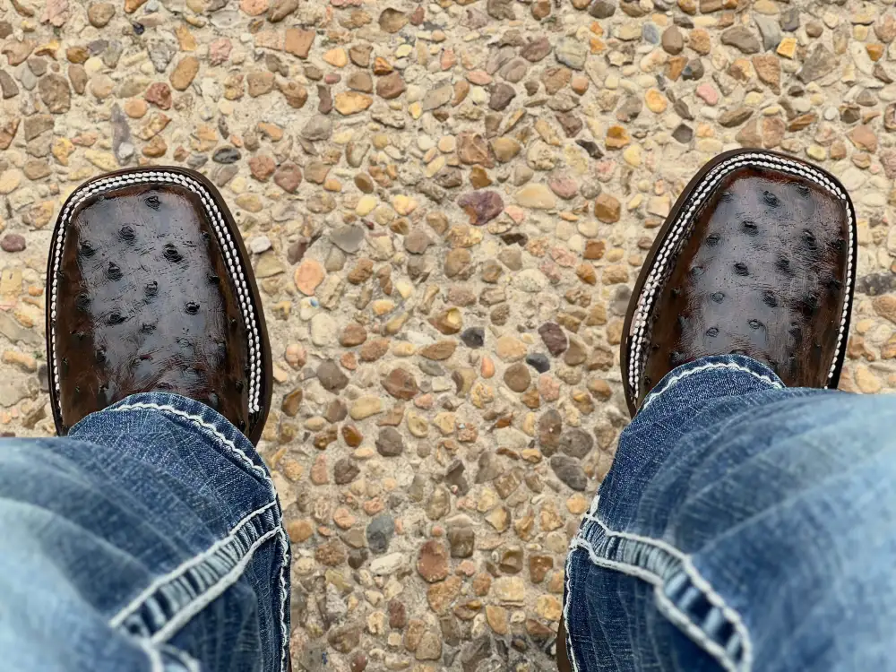 Men’s Brown Ostrich Leather Boots With Green Shaft