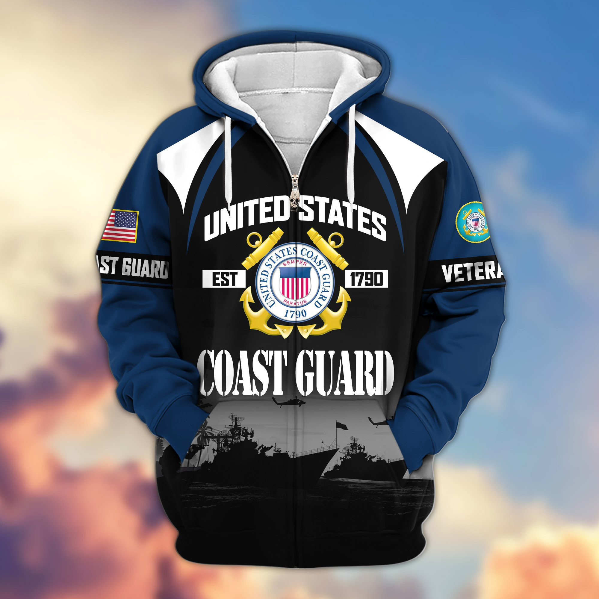Premium US Veterans Zip Hoodie