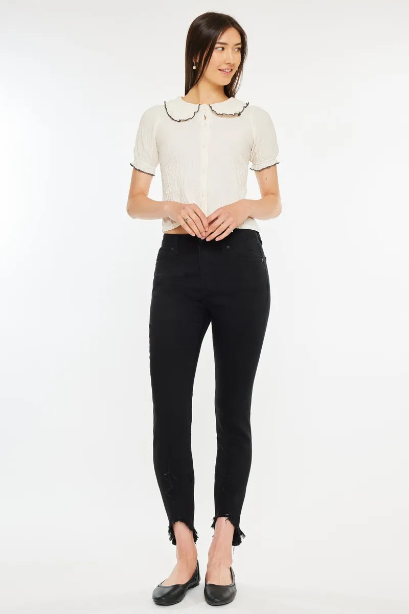 High Rise Black Ankle Skinny Jeans