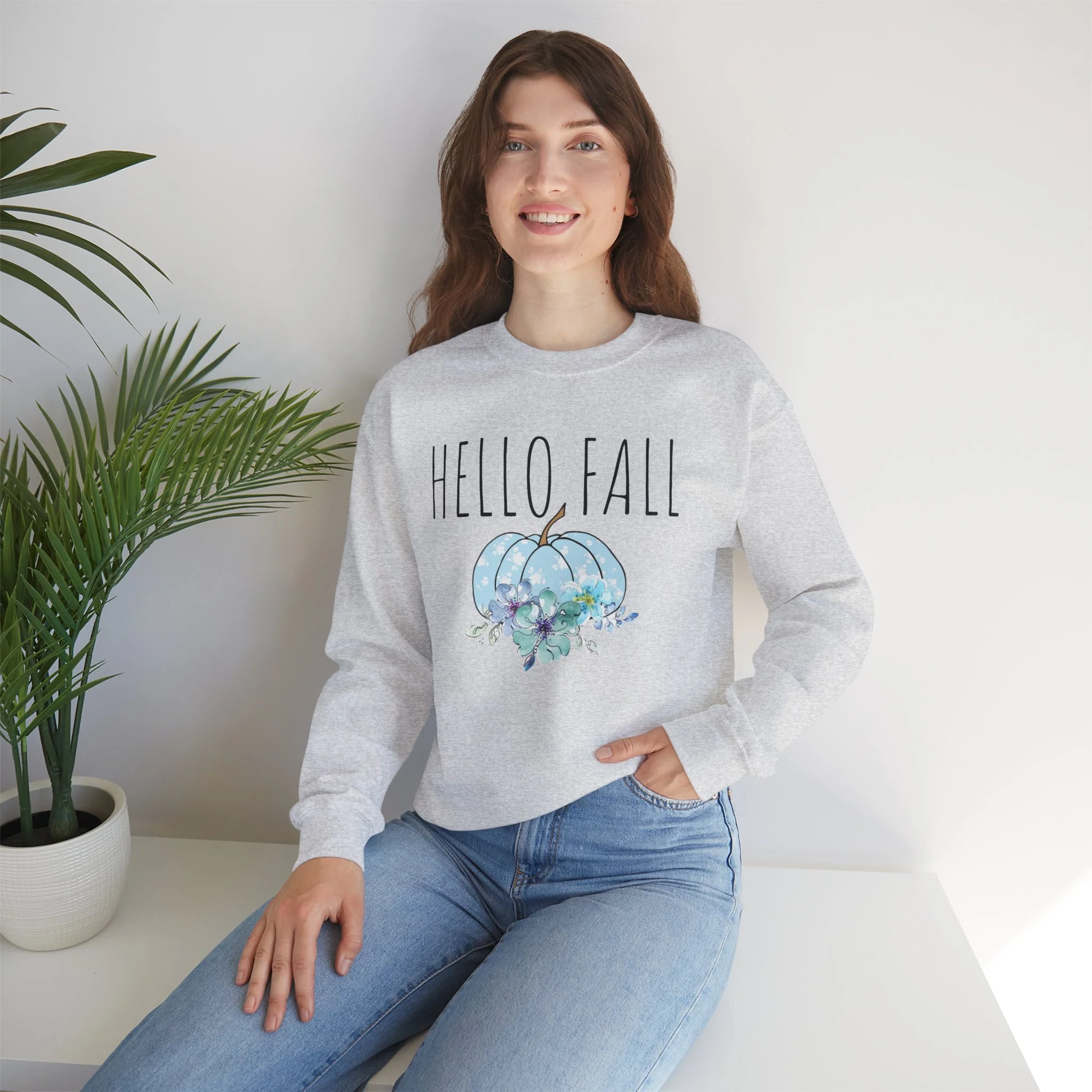 Hello Fall Unisex Heavy Blend? Crewneck Sweatshirt