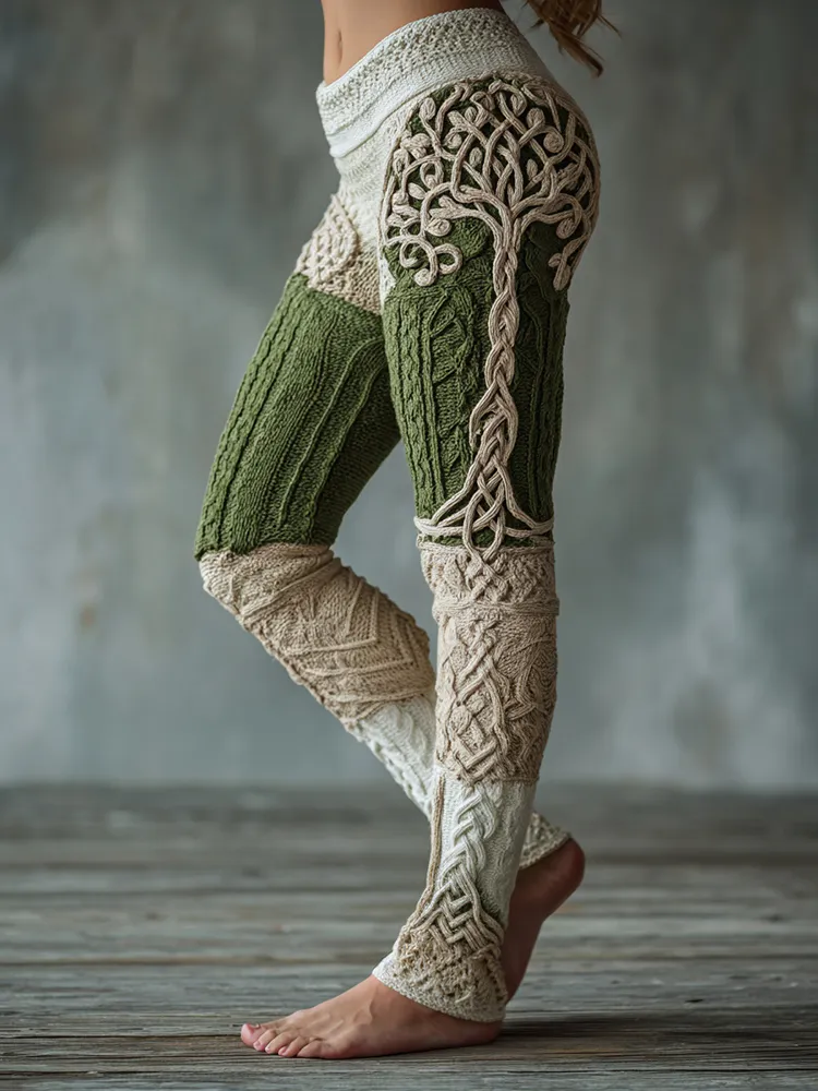 Women's Viking Tree Of Life Pattern Cozy Casual Leggings