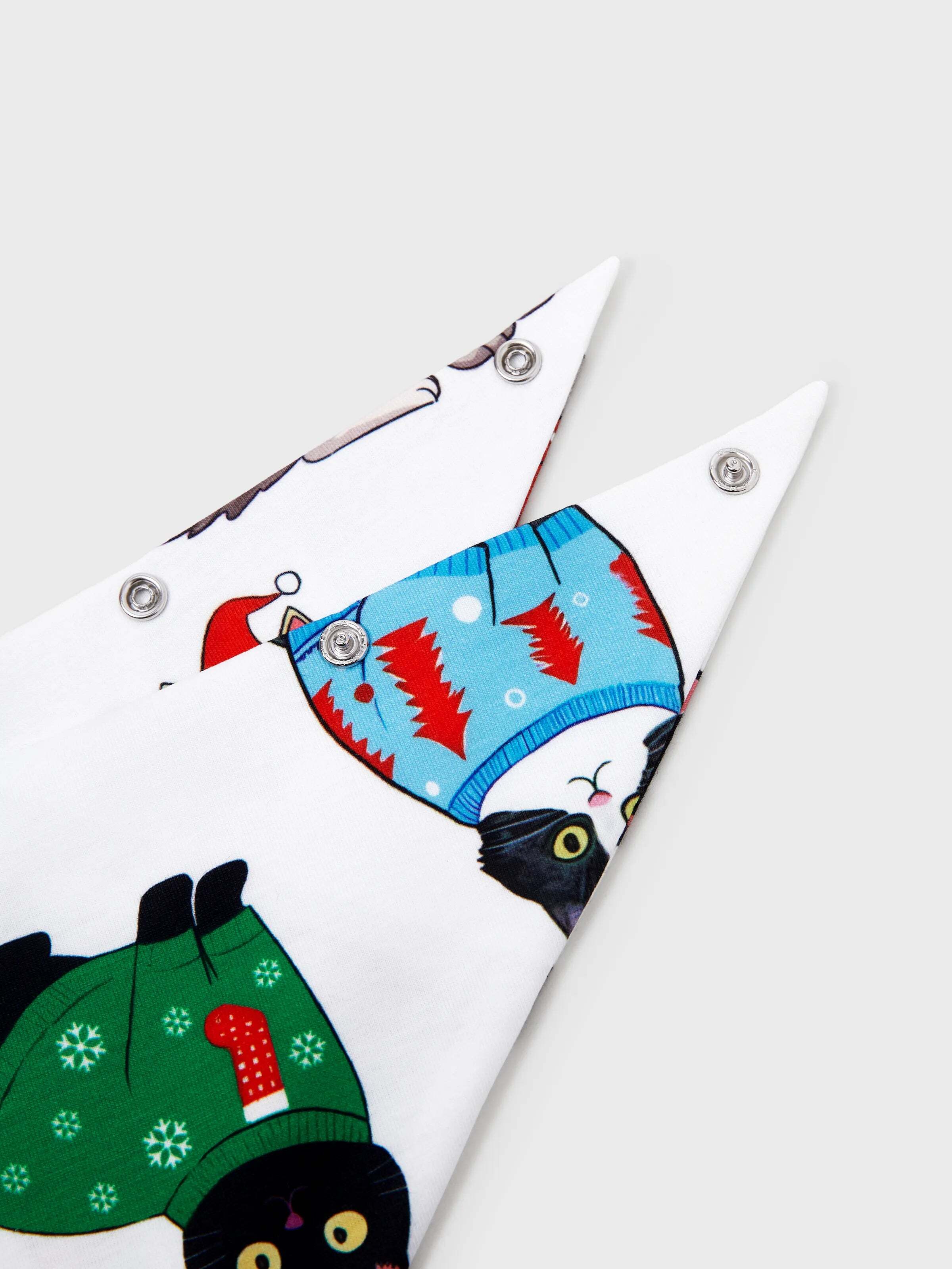 Christmas Matching Family Pajamas Set Christmas Cat Print PJS with Christmas Socks Multi-color