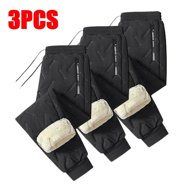 Men's 3-Pack Fleece-Lined Snow Pants - Fleece Lining, Drawstring Waistband, Ideal for Winter Sports & Casual Wear