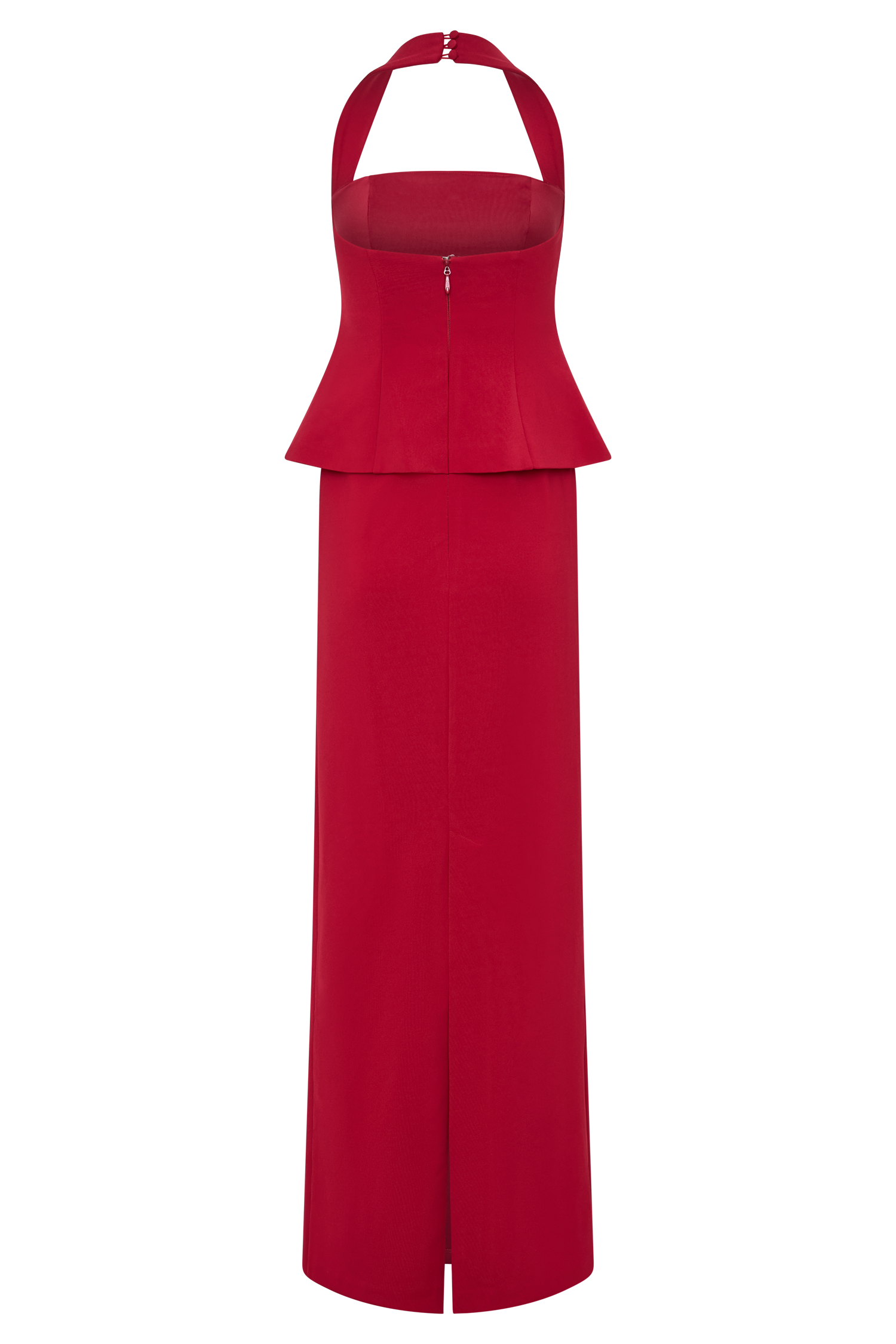 Ruby Peplum Halter Maxi Dress