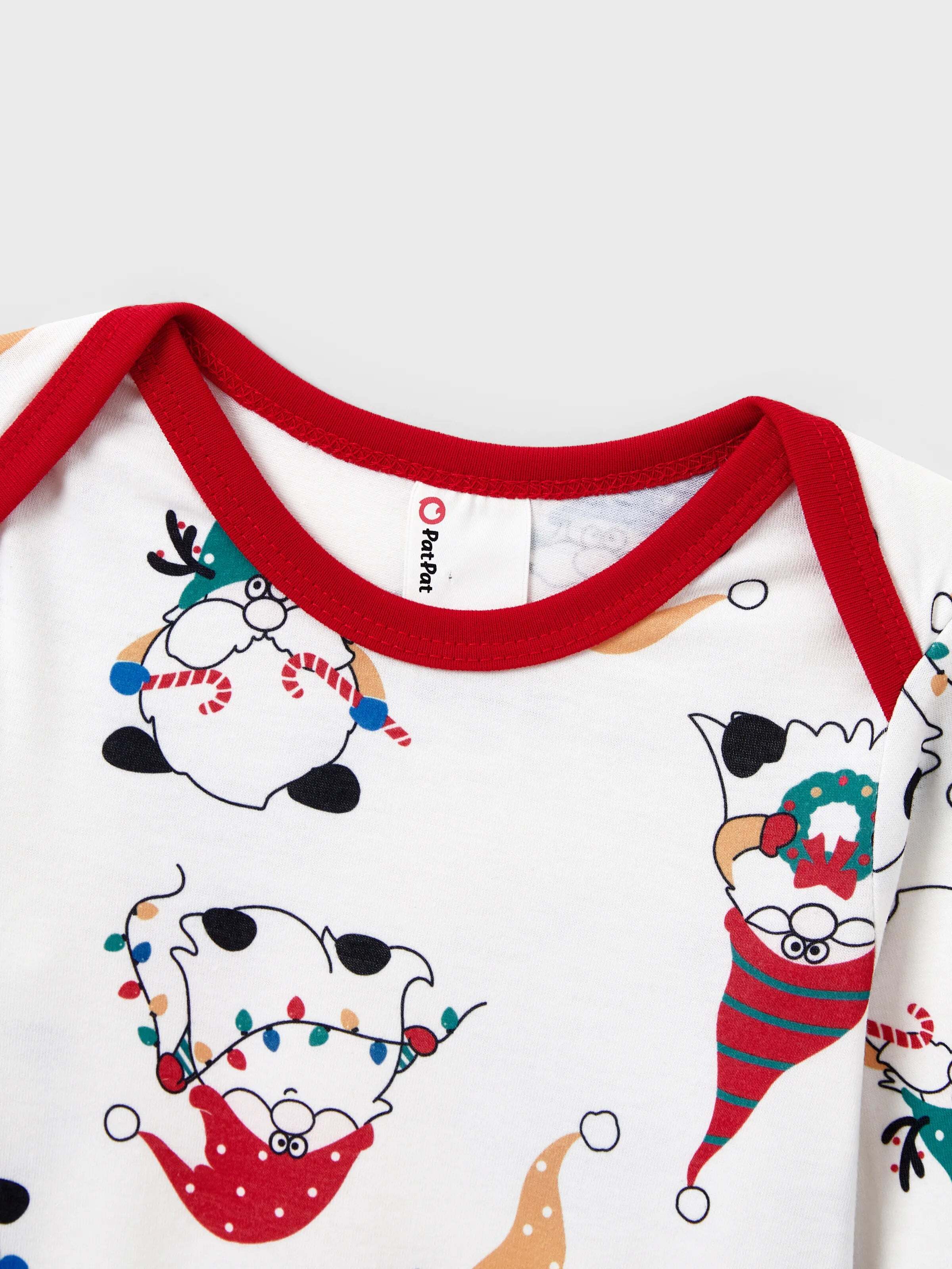 Christmas Matching Family Pajamas Set Christmas Gnome Print PJS with Christmas Socks Red