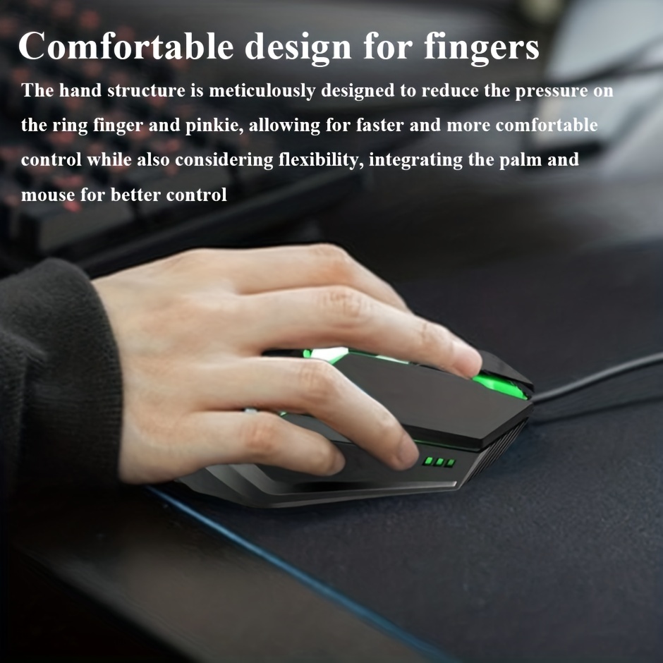 Ergonomic USB Gaming Mouse - RGB Streamer, Silent, Electronic Sports, Perfect for Laptop & Desktop