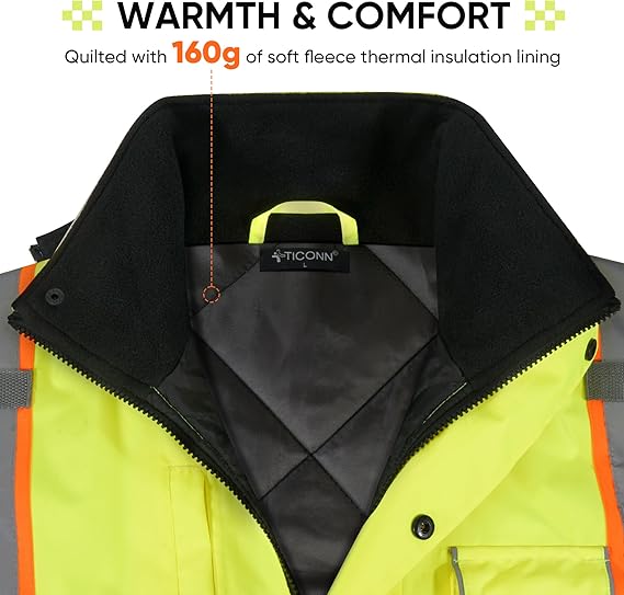 High Visibility Hoodie  Reflective Safety Jacket Zipper
