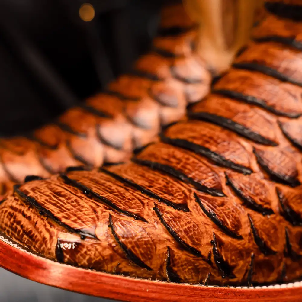 Honey Cognac Python Leather Boots - Square Toe