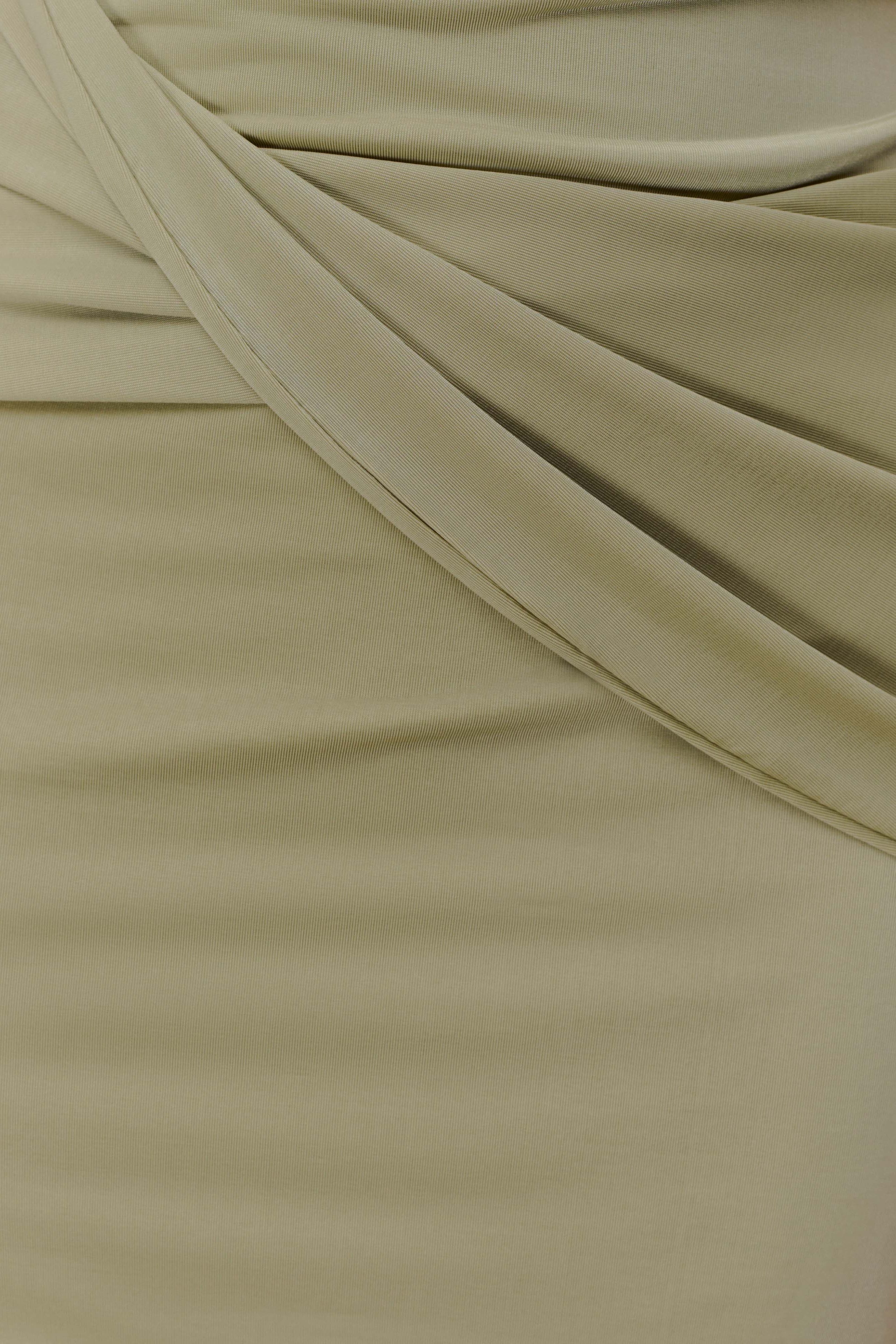 Sage Slinky Drape Mini Dress