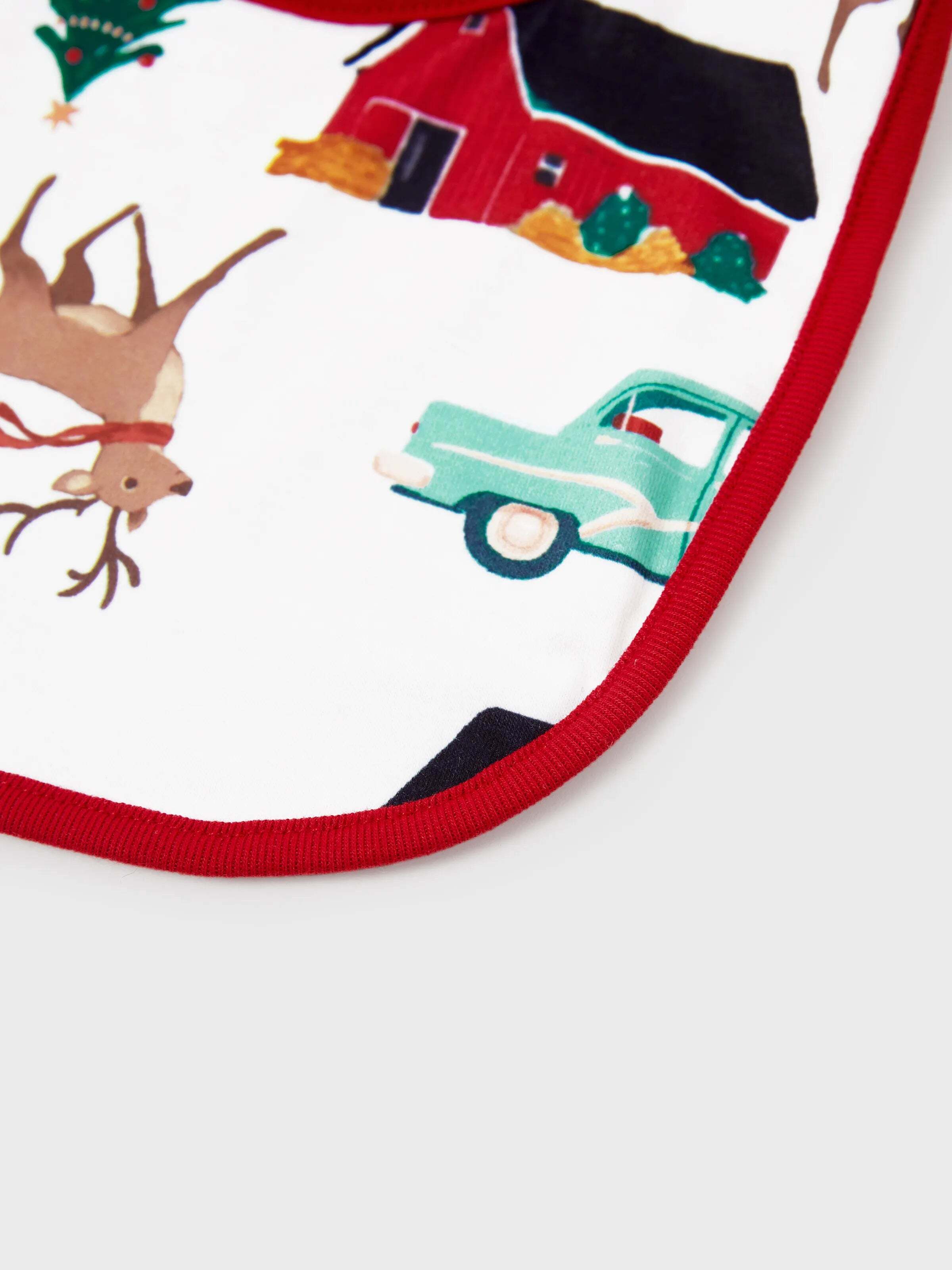 Christmas Matching Family Pajamas Set Reindeer and Car Print PJS with Christmas Socks Red