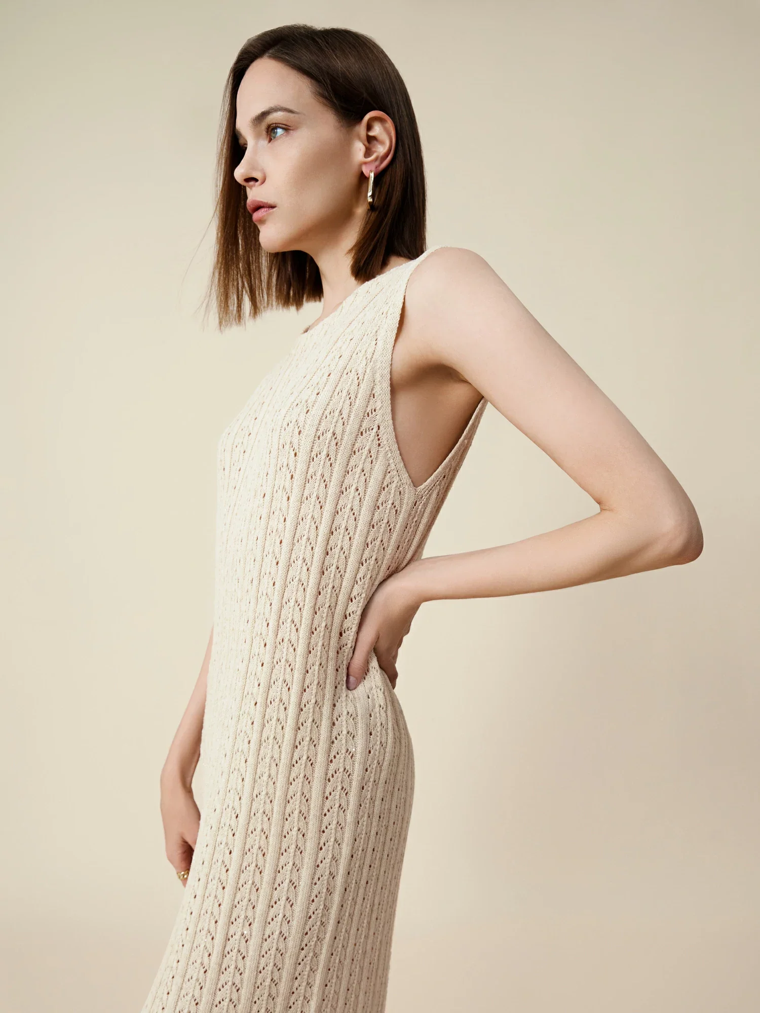 Lyocell Round Neck Sleeveless Sequined Dress