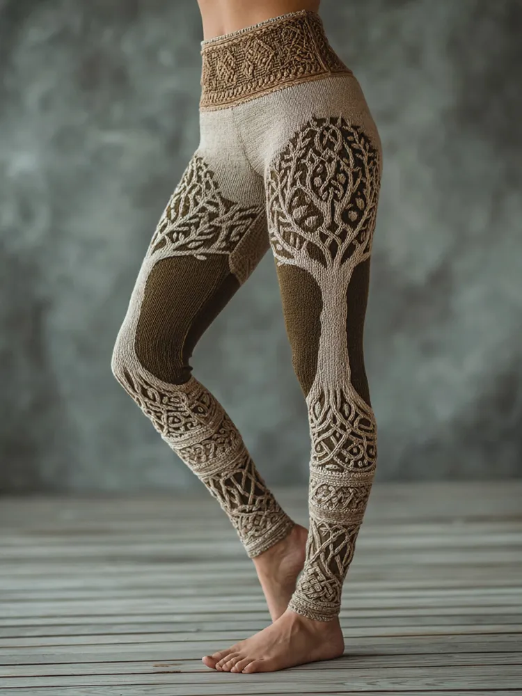 Women's Viking Tree Of Life Pattern Cozy Leggings