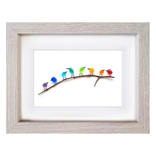 SheremArt Sea Glass Birds Decor Coastal Love Notes