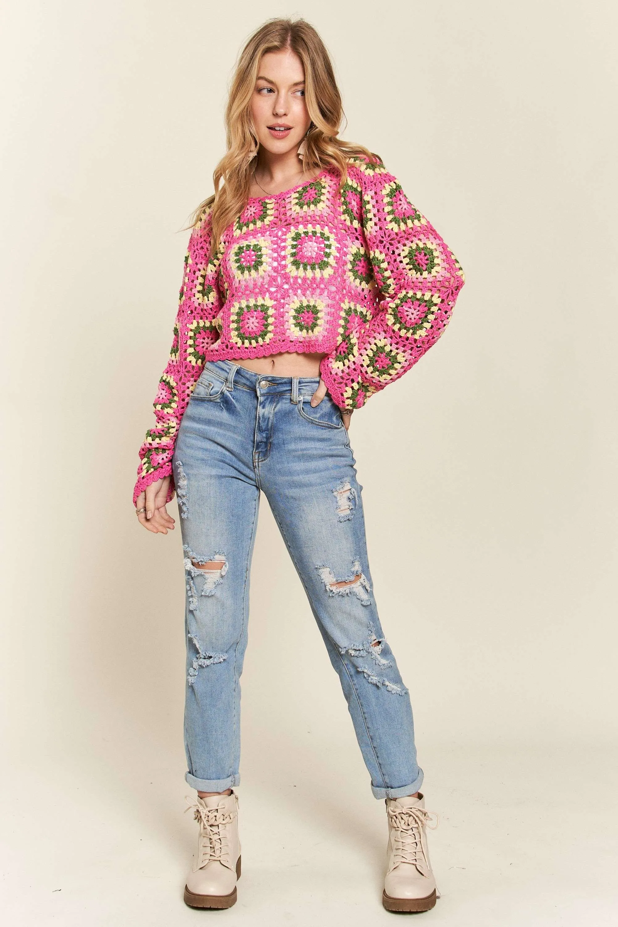 Multicolor Crochet Crop Top