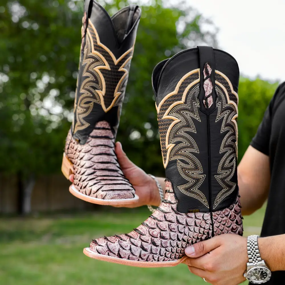 Orix Python Leather Boots - Square Toe