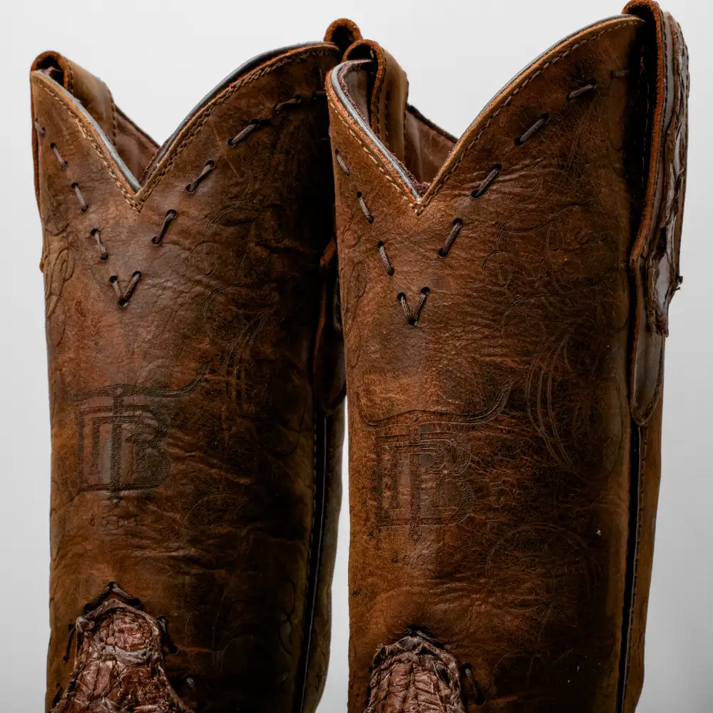 GENUINE Cinnamon Pirarucu Boots - Square Toe